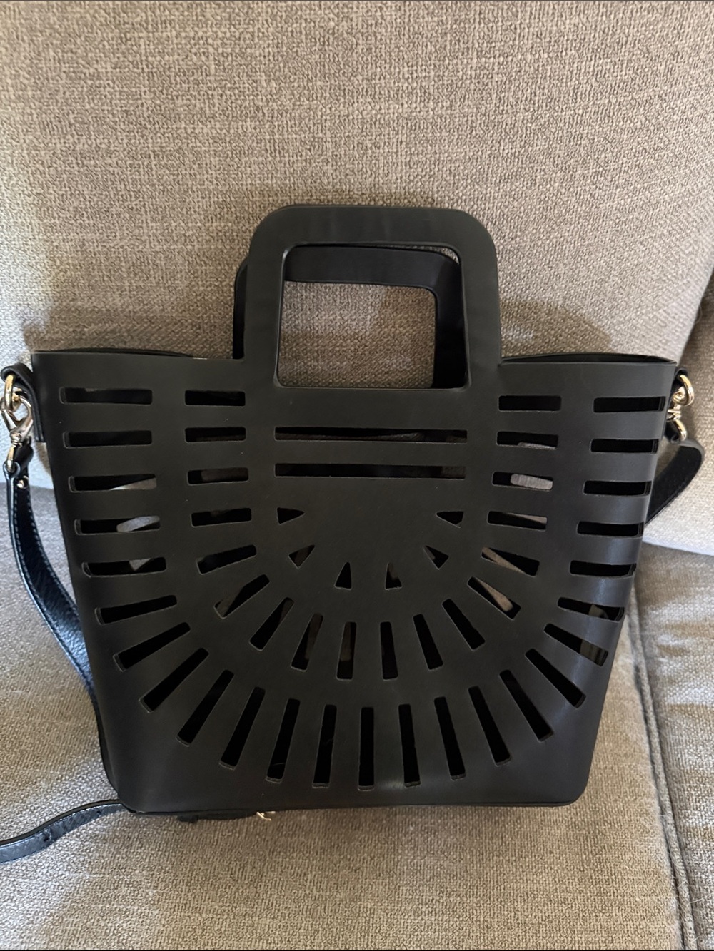 Black Cutout Tote Bag